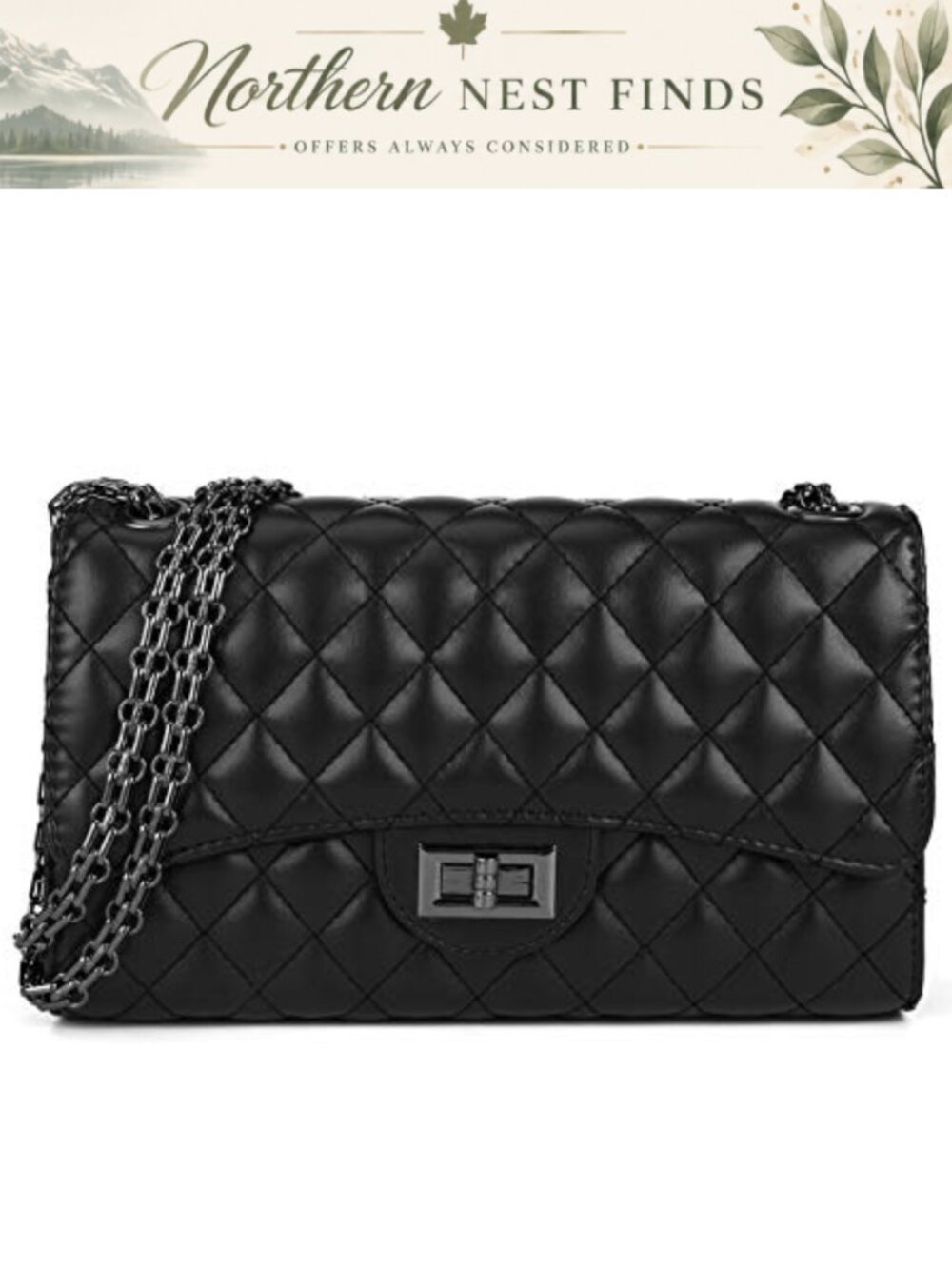 Quilted Crossbody Bag Chain Strap Shoulder Purse Stylish Clutch